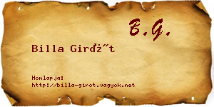 Billa Girót névjegykártya